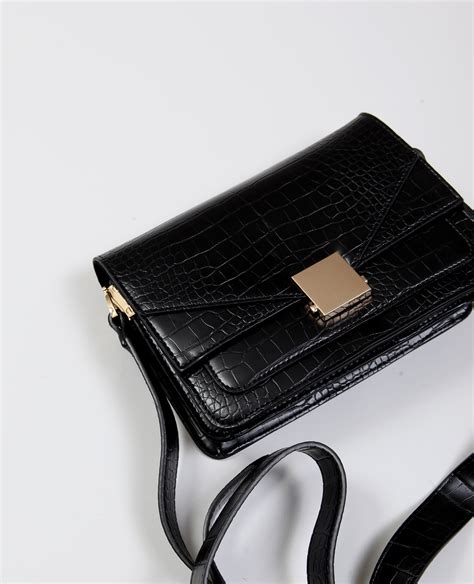 sac bandoulière noir femme imitation croco